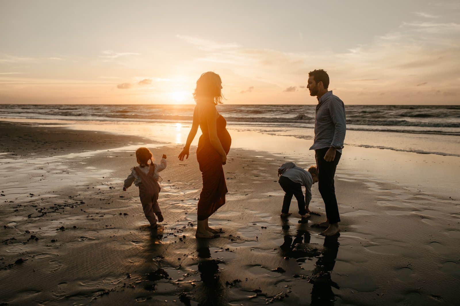 séance photo famille plage coucher de soleil calvados